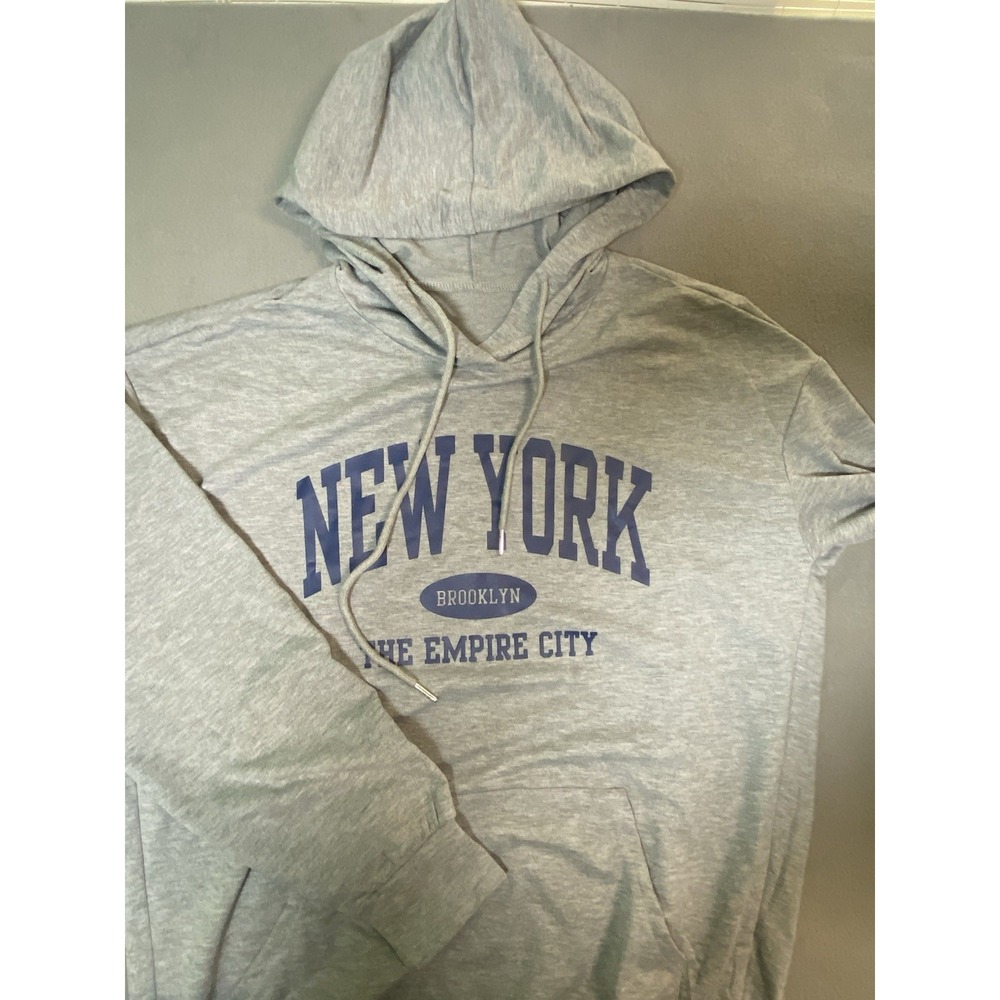 New! "New York Brooklyn The Empire City" Lightweight Gray Hoodie Men's S Women L
